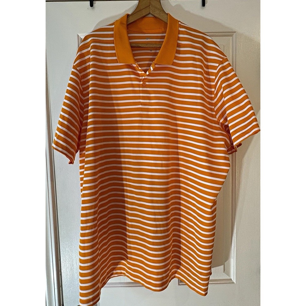 Nike Dri-FIT Polo Mens 3XL Big & Tall Orange White Striped DH0835-873